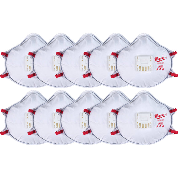 48-73-4004 Milwaukee N95 Valved Respirator with Gasket, 10 Pack