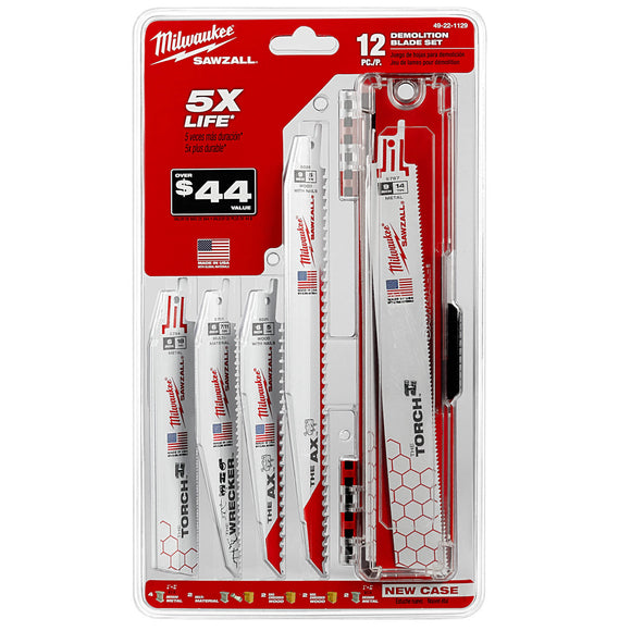 49-22-1129 Milwaukee SAWZALL Demolition Blade Set - 12PC