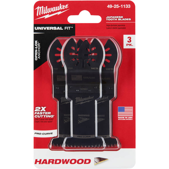 49-25-1133 Milwaukee OPEN-LOK 1-3/8" HCS Japanese Tooth Pro-Curve Hardwood Blade