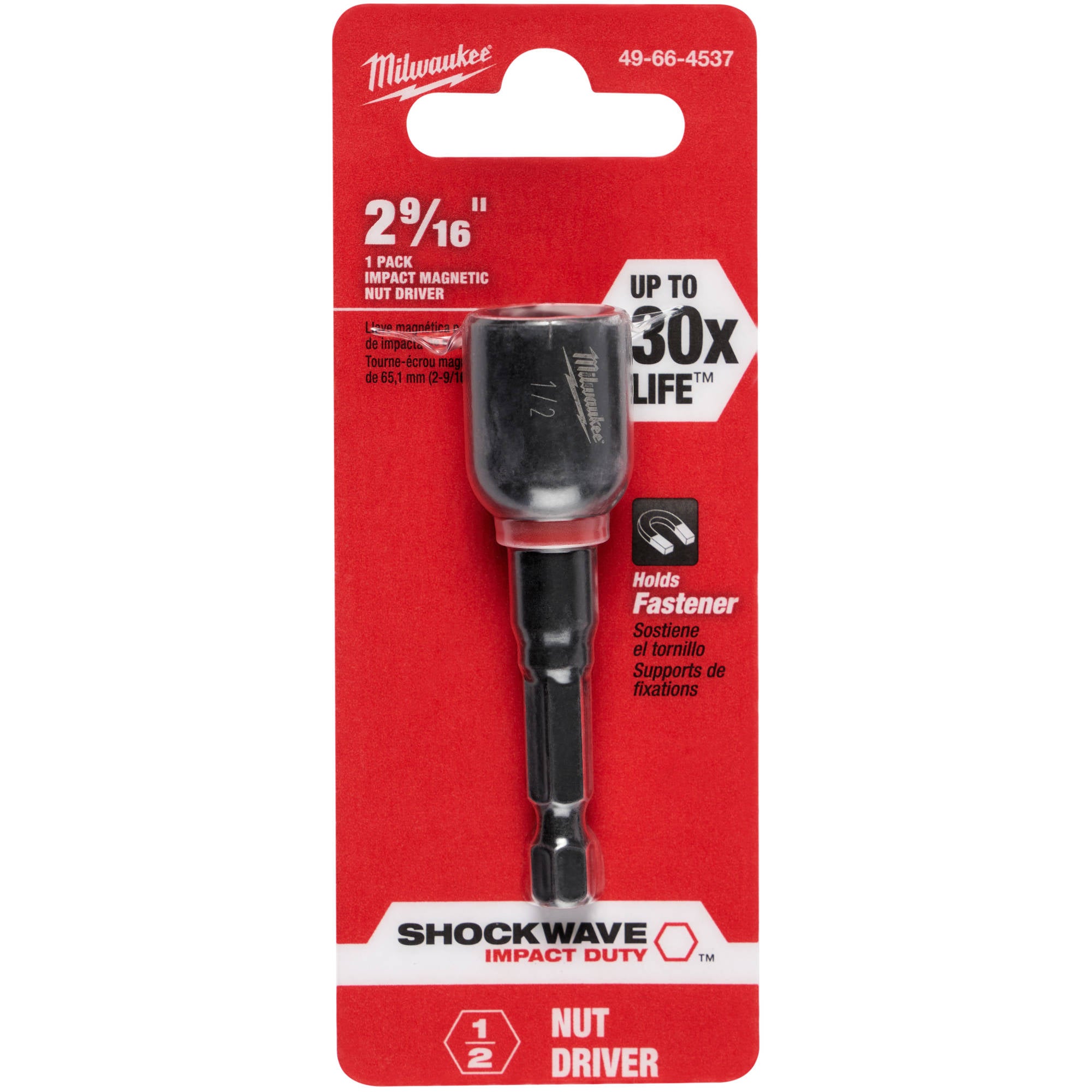 49-66-4537 Milwaukee SHOCKWAVE™ 2-9/16" Magnetic Nutdriver 1/2" - 1 Pack