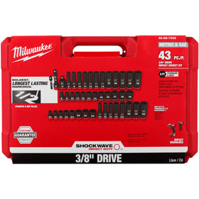 49-66-7009 Milwaukee 43 Piece SHOCKWAVE 3/8" Drive SAE & Metric Deep Socket Set