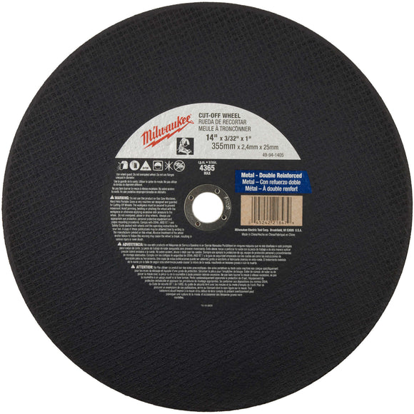 49-94-1405 Milwaukee Cutting Wheel, 14 X 3/32 X 1