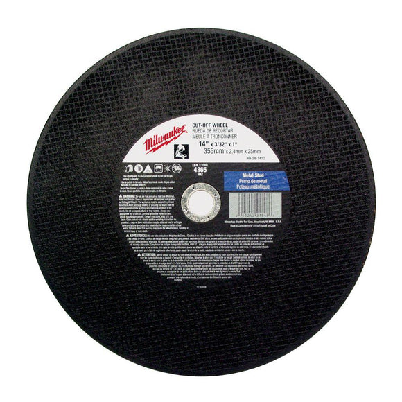 49-94-1470 Milwaukee 14" x 1/8" x 20mm Cut-Off Wheel, Type 1