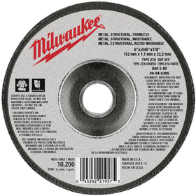49-94-6305 Milwaukee 6" x 0.045" Type 27 Cut-Off Wheels