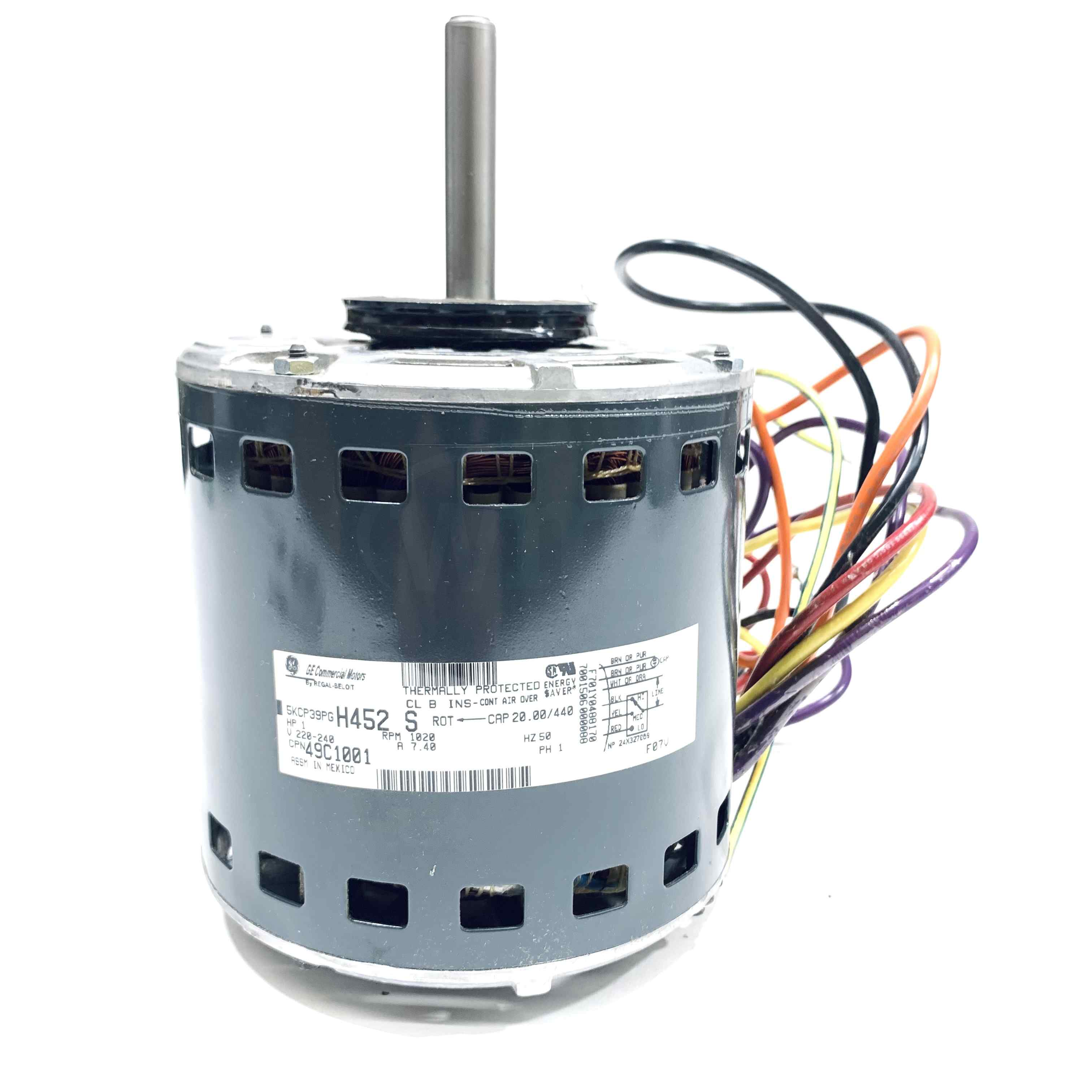 49C1001 Lennox Blower Motor, 1 Hp, 220/240V-1Ph, 50 Hz, 3 Sp, 1050 Rpm, 7.4 Amps