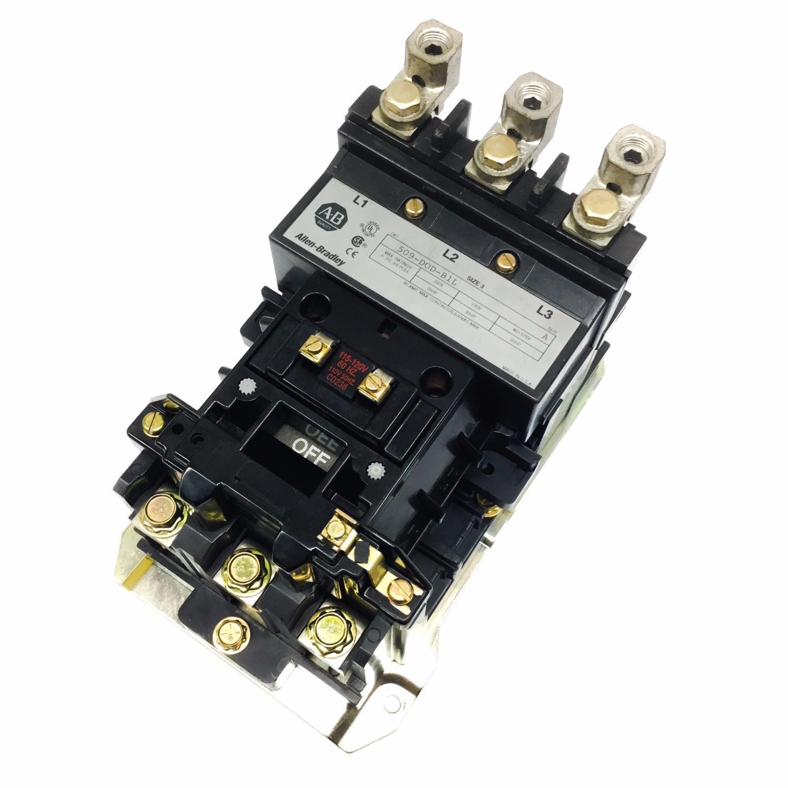 509-DOD-B1L Allen-Bradley Contactor, Size 3
