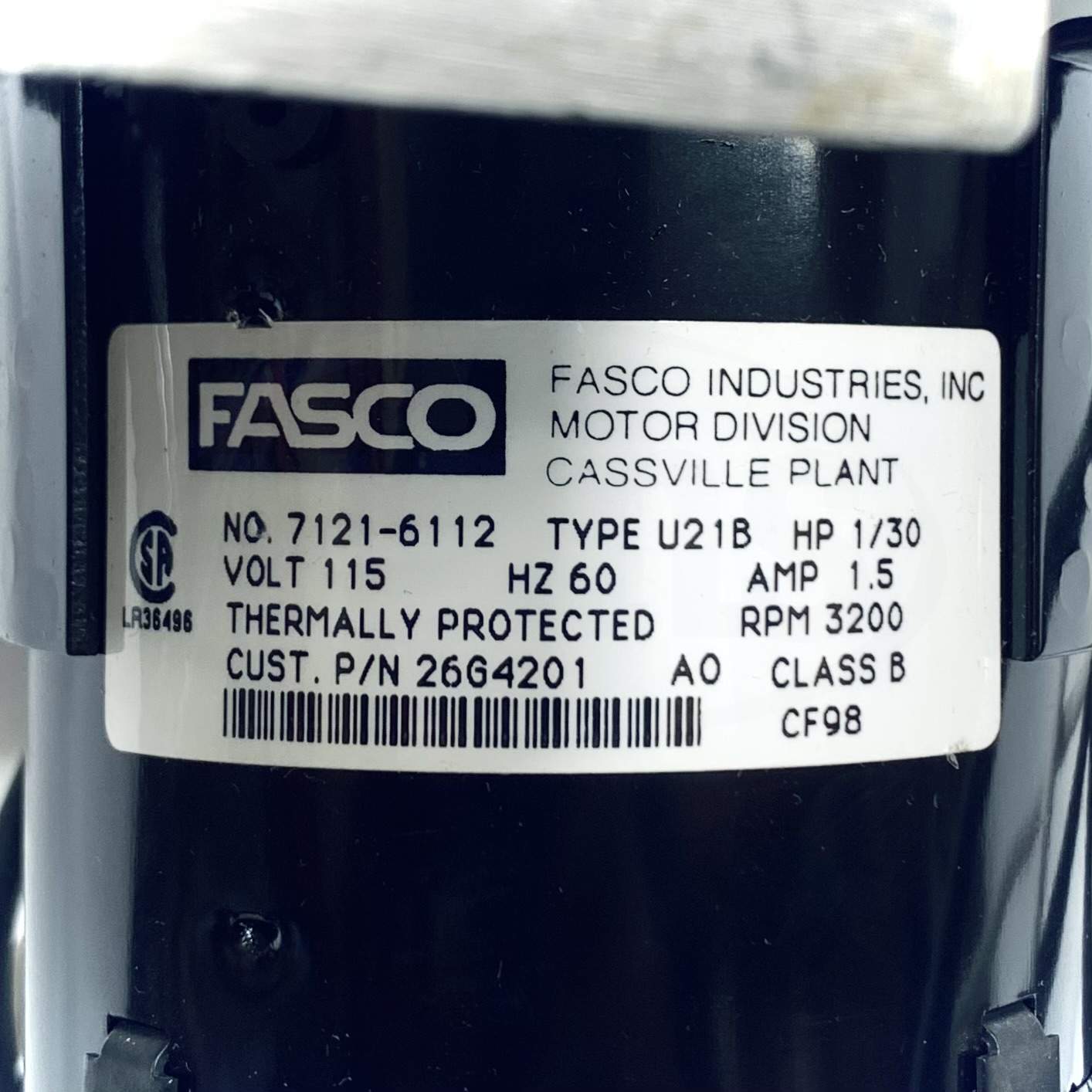 51G78 Lennox Draft Inducer Blower 1/30 HP, 115V, 3200 RPM