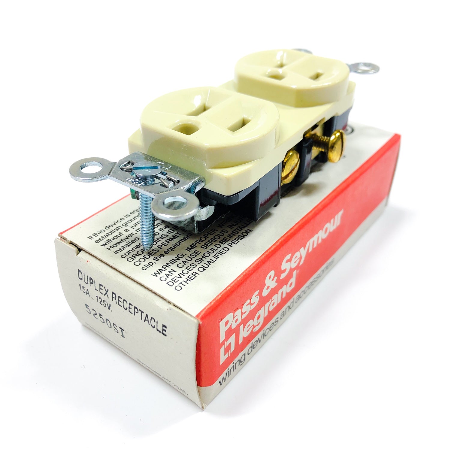 5250SI Pass & Seymour Duplex Receptacles, Spec Grade, 15A, 125V, Ivory - 0