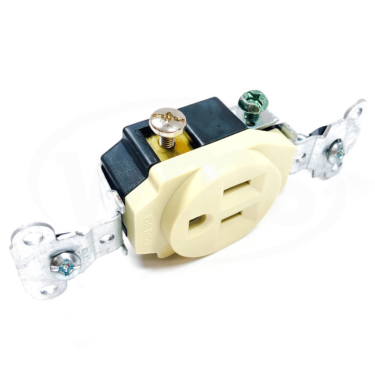 5251-I Pass & Seymour Single Receptacle, 15A, 125V, Commercial Grade, Ivory