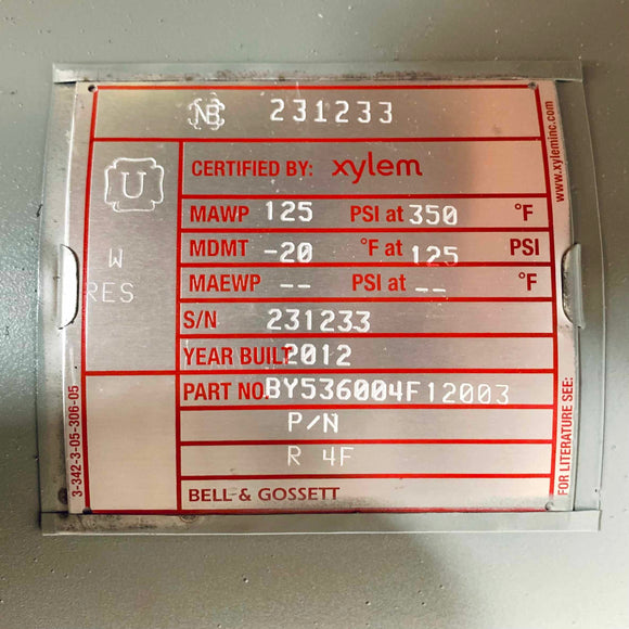 5360-04F-12-003 Bell & Gossett Xylem Rolairtrol Air Separator, R-4F