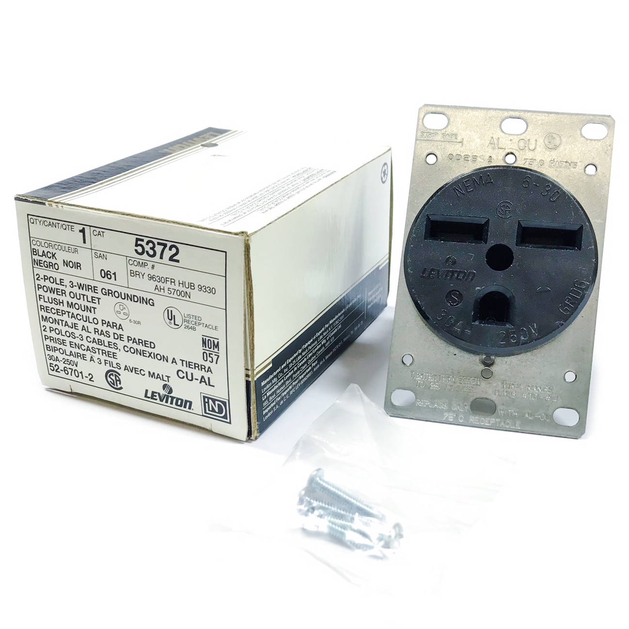 Leviton 5372 30 Amp 250 Volt Industrial Receptacle