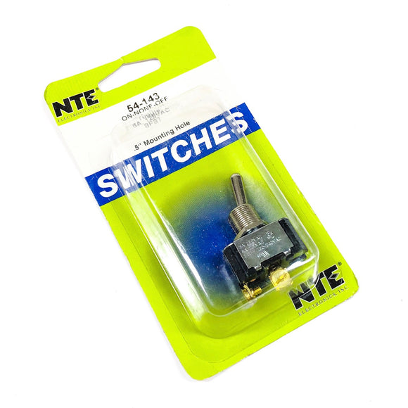 54-143 NTE ON-NONE-OFF Toggle Switch 6A. 125VAC, SPST, .5" Mounting Hole