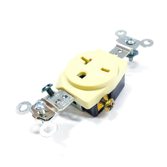 5451I Arrow Hart/Cooper Industries Single Receptale, 20A, 250V, 2P, 3W, Ivory
