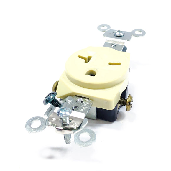 5451I Arrow Hart/Cooper Industries Single Receptale, 20A, 250V, 2P, 3W, Ivory