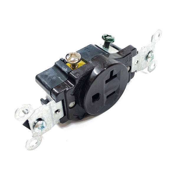 5801 Leviton Single Receptacle, 3-Pole, 3-Wire, 20 Amp, 125 Volt, Brown