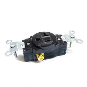 5801 Leviton Single Receptacle, 3-Pole, 3-Wire, 20 Amp, 125 Volt, Brown - 0