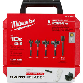 49-22-5100 Milwaukee 5 Piece SwitchBlade Selfeed Bit Plumber's Kit