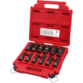 49-66-7011 Milwaukee 12PC SHOCKWAVE Impact Duty 1/2" Drive SAE Deep Socket Set