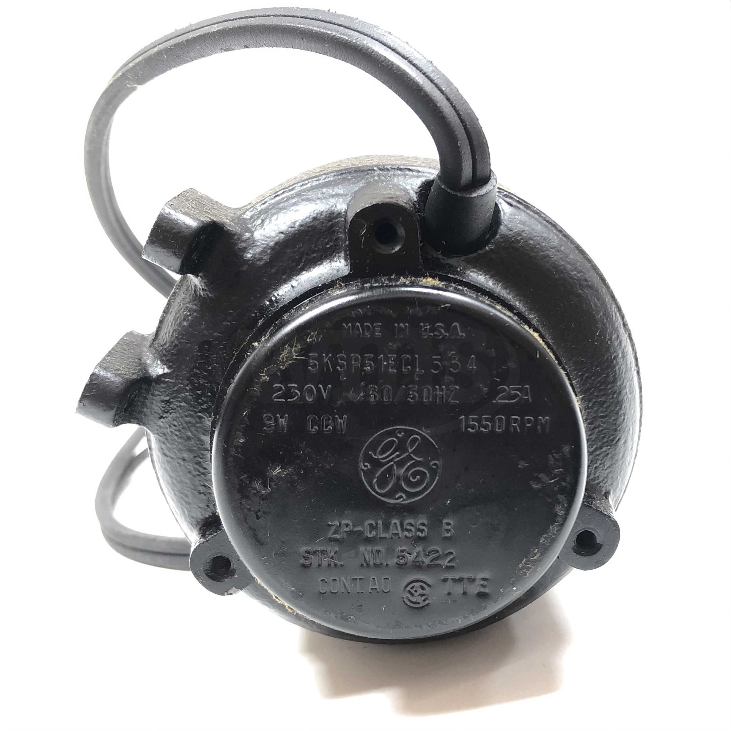 5KSP51ECL554 General Electric Fan Motor, 230V, 50/60Hz, .25A, 9W, CCW, 1550RPM