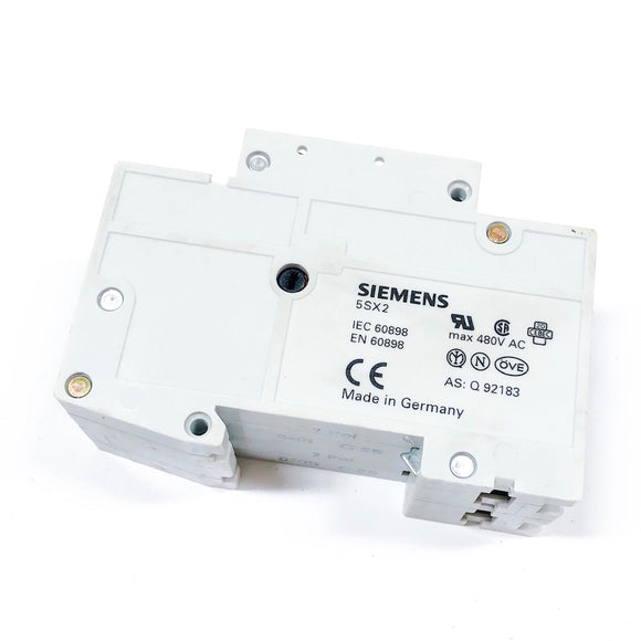 5SX22-C25 Siemens Circuit Breaker, 2 Pole, 25 Amp, 400 Volt