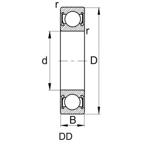 6005DDC3G81 KBC Ball Bearing, Rubber Sealed - 0