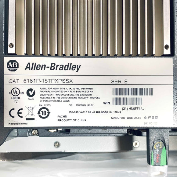 6181P-15TPXPSSX Allen-Bradley Windows XP Pro Display Screen