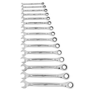 48-22-9516 Milwaukee 15PC Ratcheting Combination Wrench Set - Metric