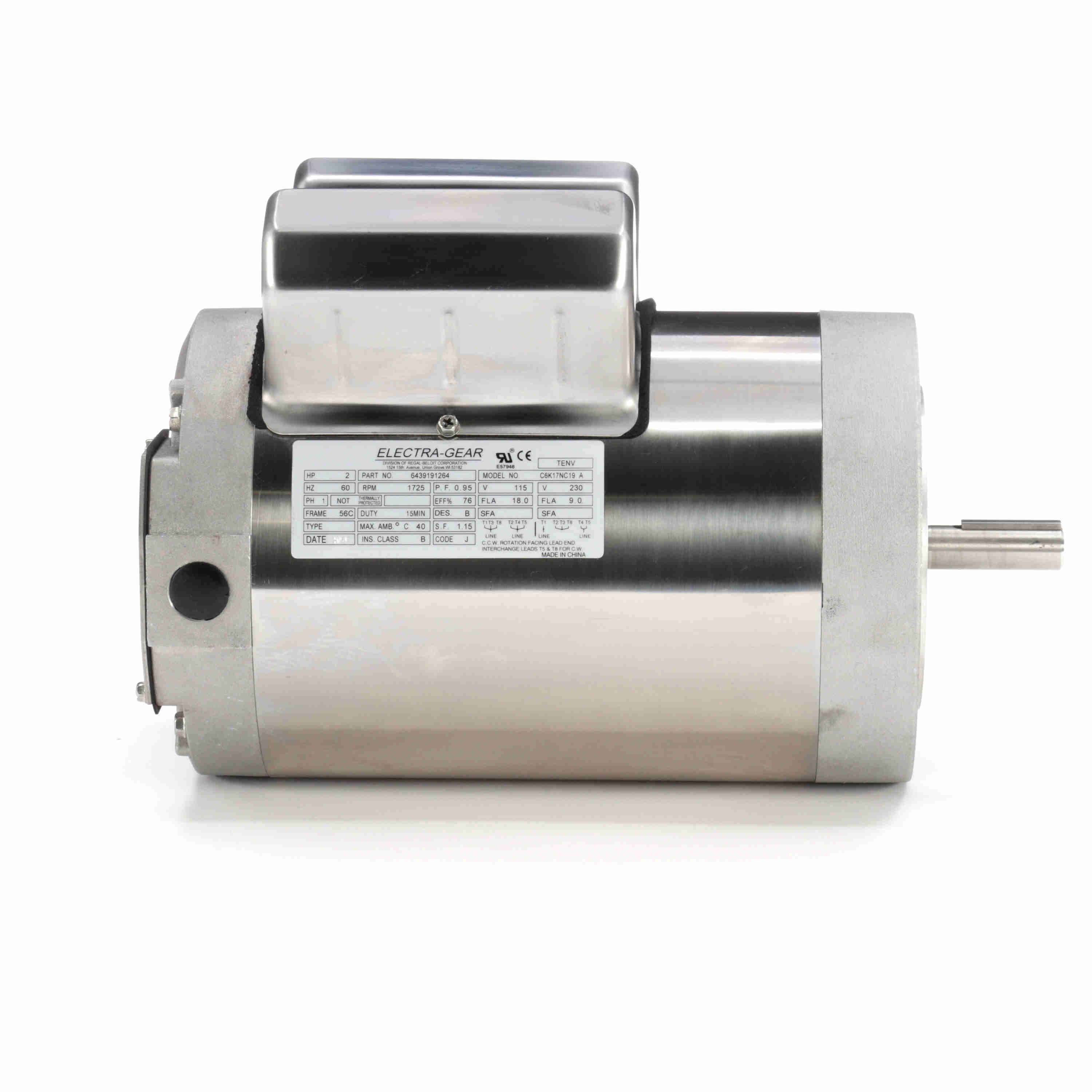 6439191264 Leeson 2HP Stainless Steel Boat Hoist Electric Motor, 1800RPM