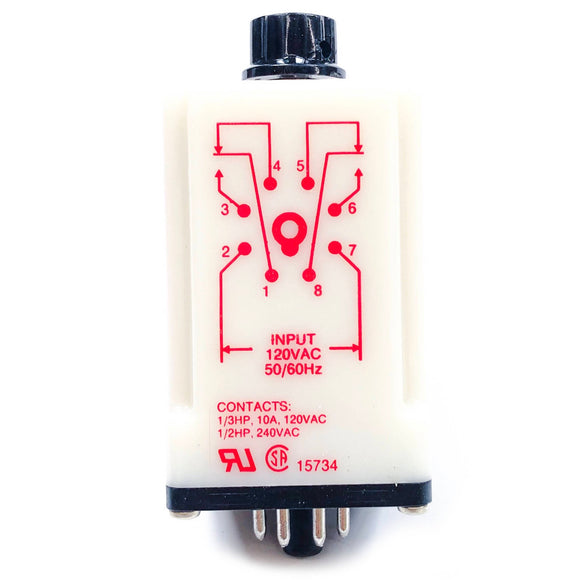 6X601E Dayton Time Delay Relay, On Delay Timing Range 9 to 900 sec.