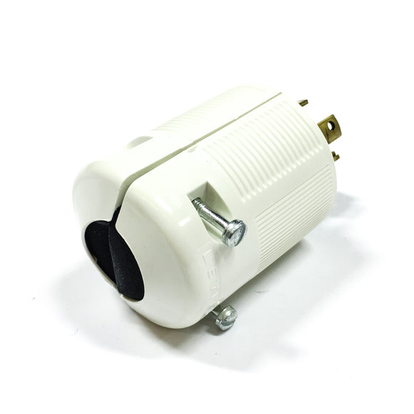 72030P Leviton White Locking Plug, 4-Pole, 4 Wire