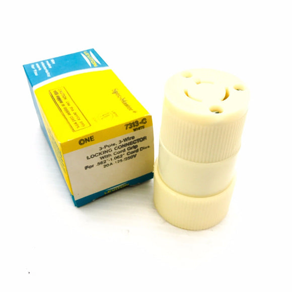 7313-C Leviton Locking Connector Plug, 20A 3-Pole