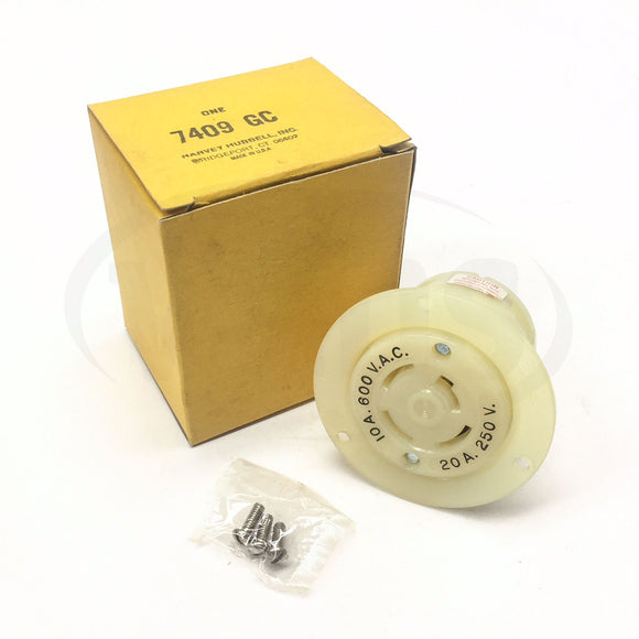 7409GC Hubbell Flanged Locking Receptacle, 10A