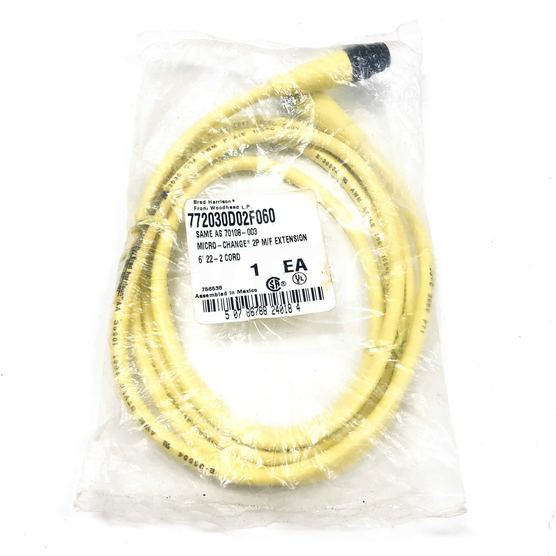 772030D02F060 Molex Micro Change Male/Female Extension, 6' 22-2 Cord - 0
