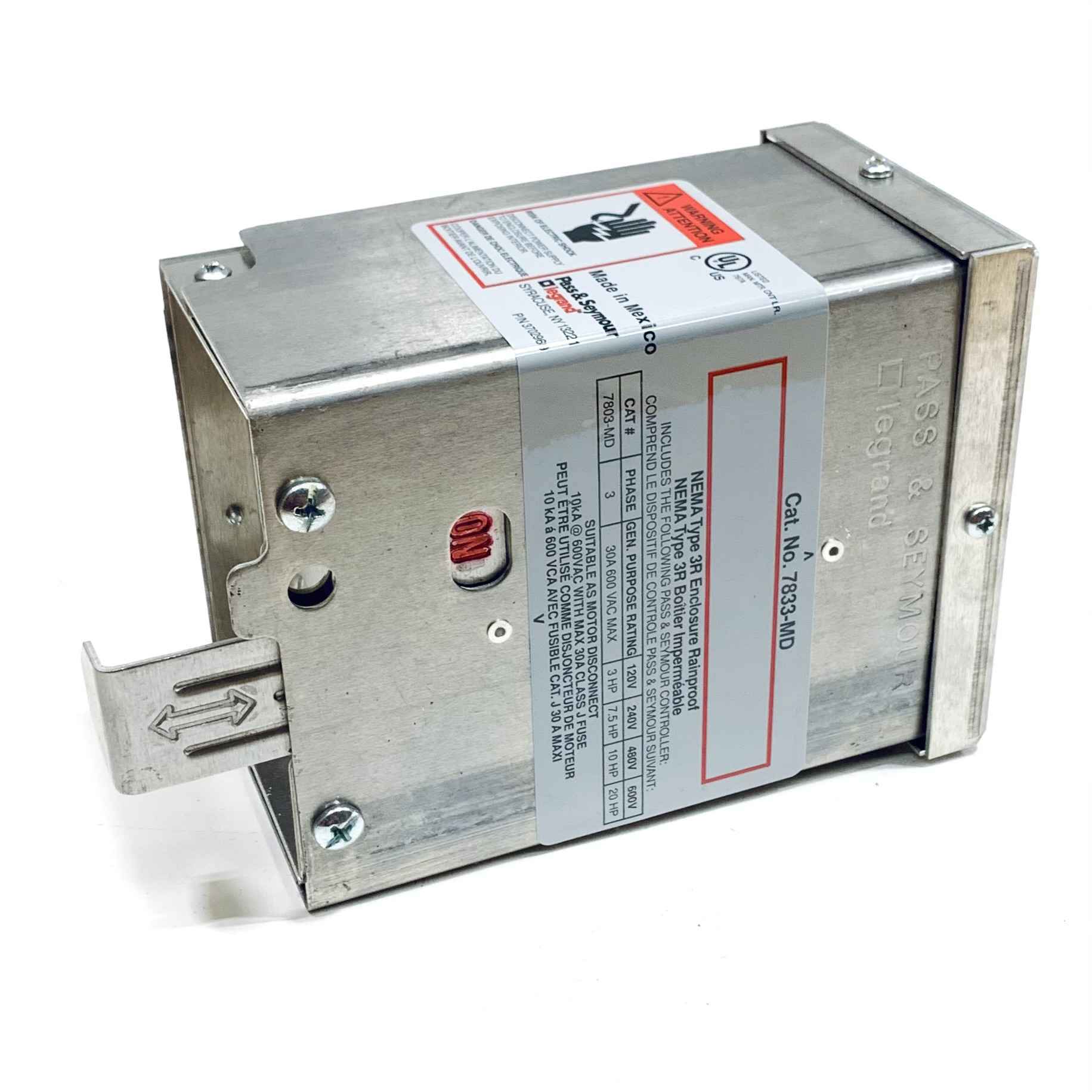 7833-MD Pass & Seymour Legrand Manual Motor Controller  3Ph, NEMA 3R 30A 600V