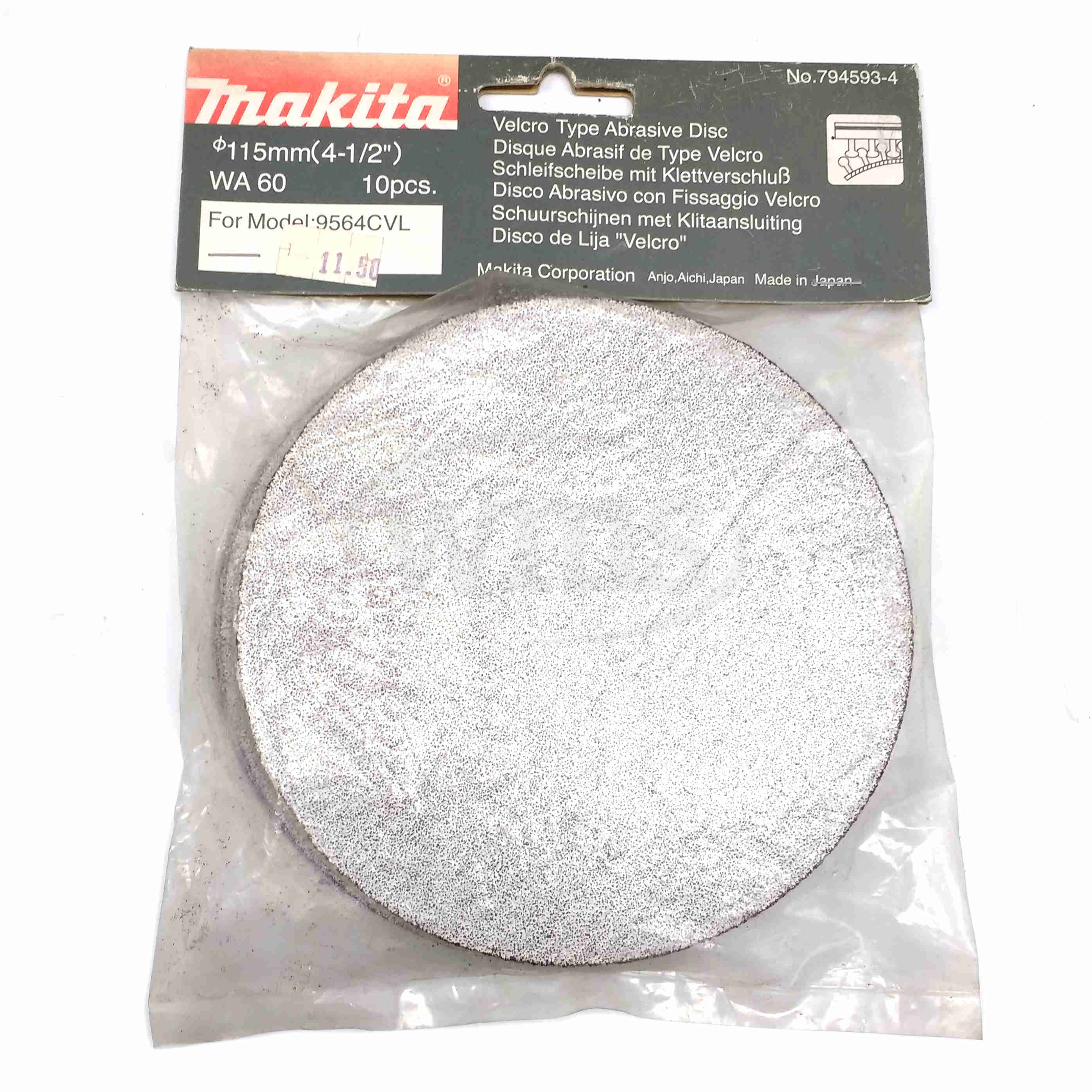 794593-4 Velcro Type Abrasive Disc, WA 60, 4-1/2"