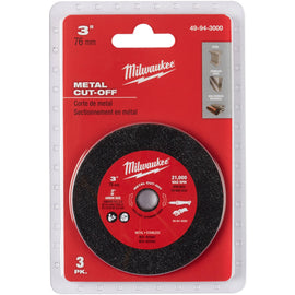 49-94-3000 Milwaukee 3" Metal Cut Off Wheel, 3-Pack