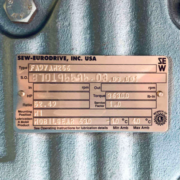 FA97AM256 Sew-Eurodrive Gear Box, Ratio 52.49