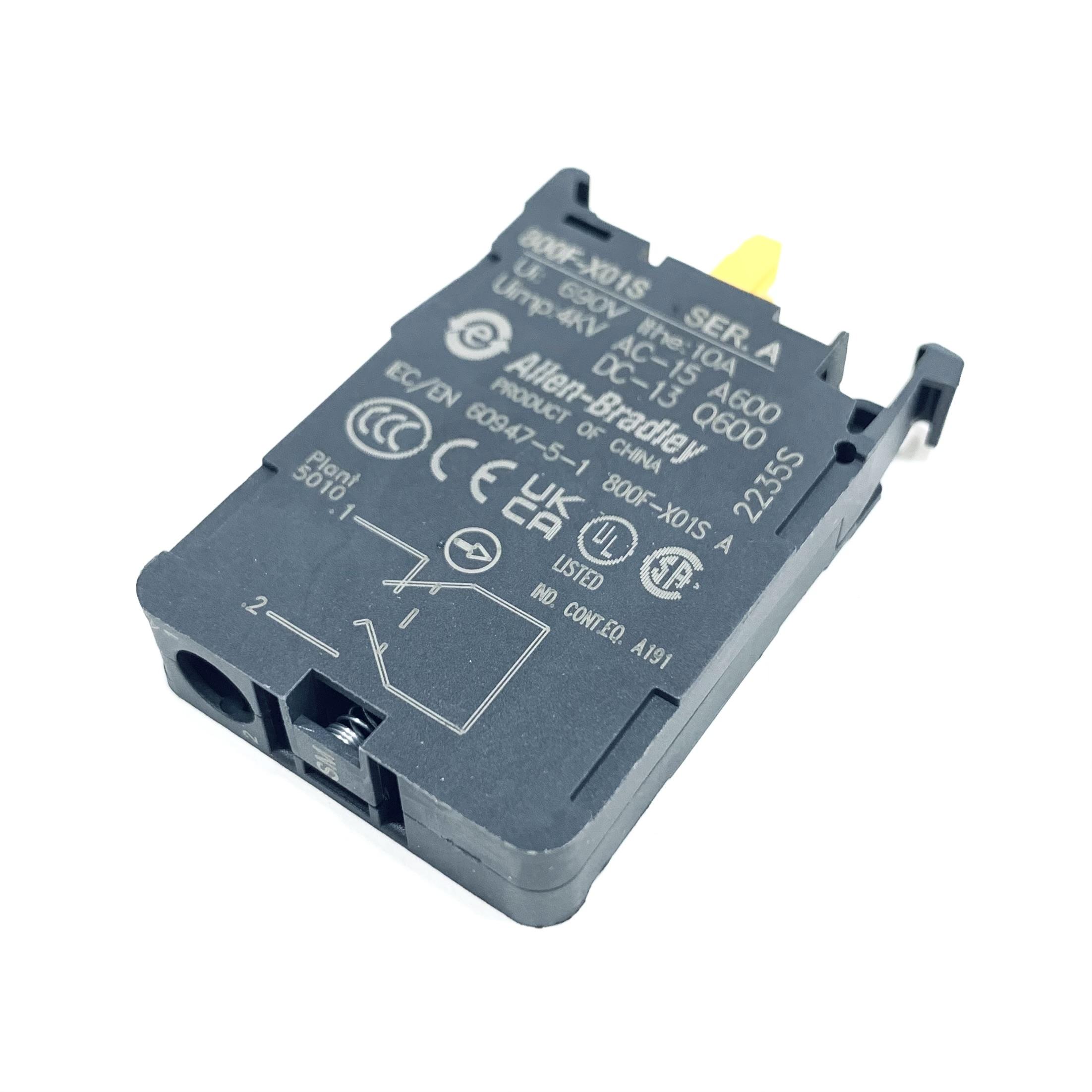 800F-X01S Allen Bradley Auxiliary Contact Block Self Monitoring,1 N.C, 22 Mm