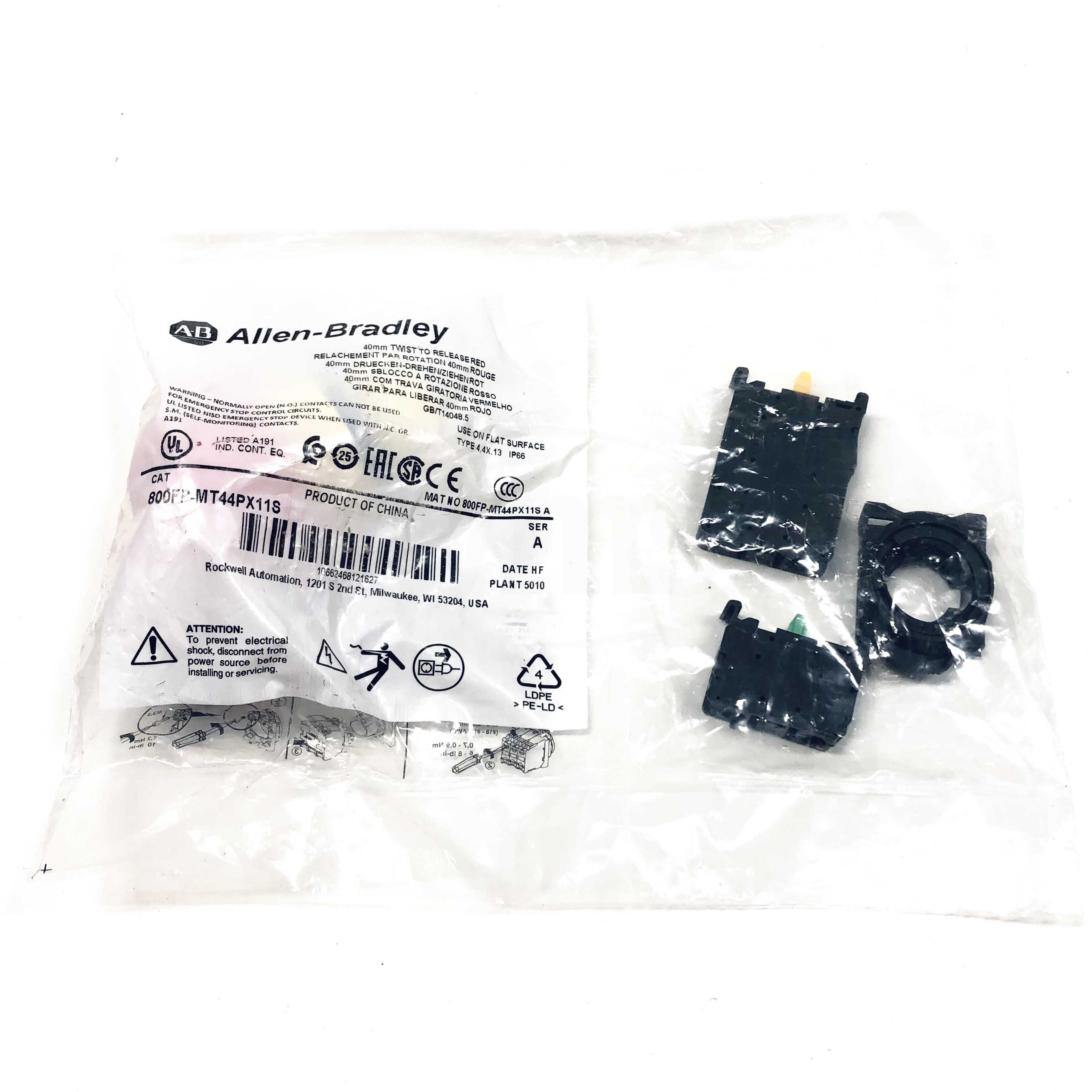 800FP-MT44PX11S Allen-Bradley Push-Button 40mm Twist to Release, Red - 0