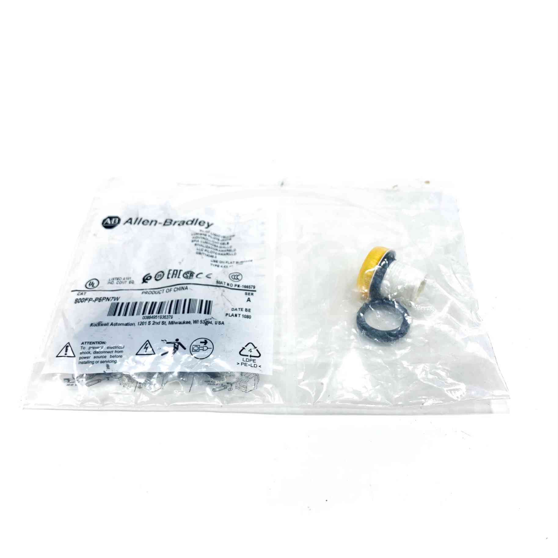 800FP-P5PN7W Allen Bradley Pilot Light, Yellow - 0