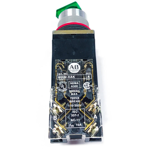 800MR-24HB2BRAK Allen-Bradley Selector Switch, Green, 24 V, 1 N.O-1 N.C.