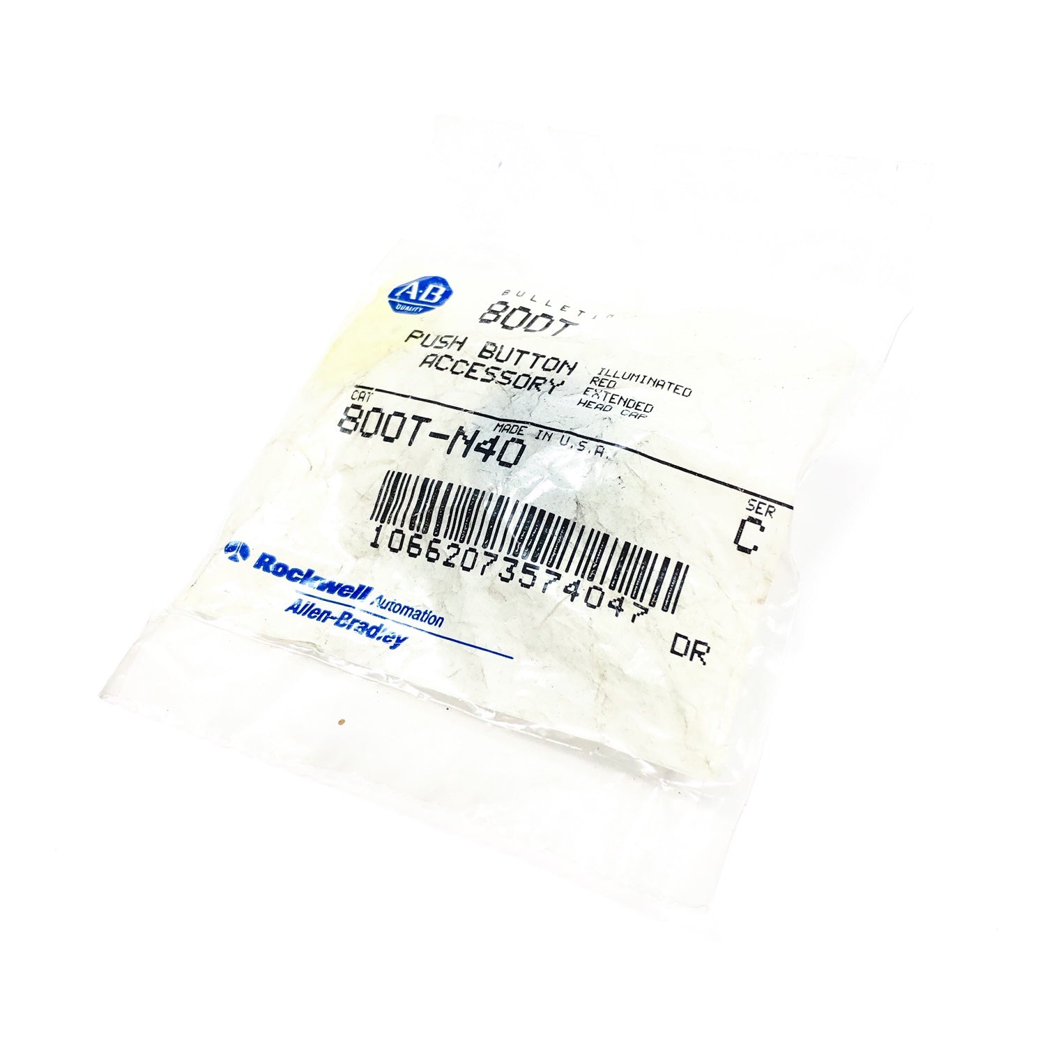 800T-N40 Allen Bradley Pushbutton Accessory, Illuminated Red Extended Head Cap