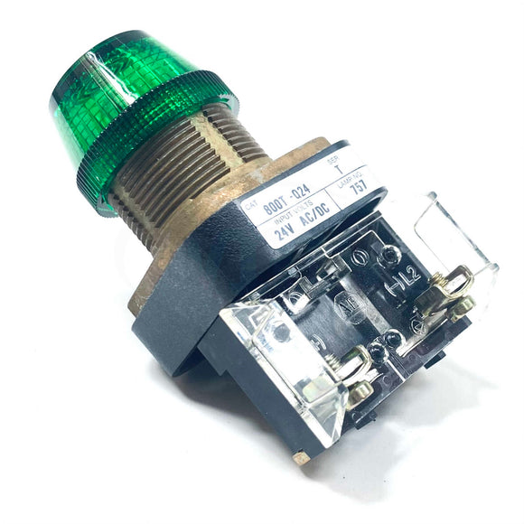 800T-Q24G Allen-Bradley Green Lens Pilot Light, 24V Type 4,13