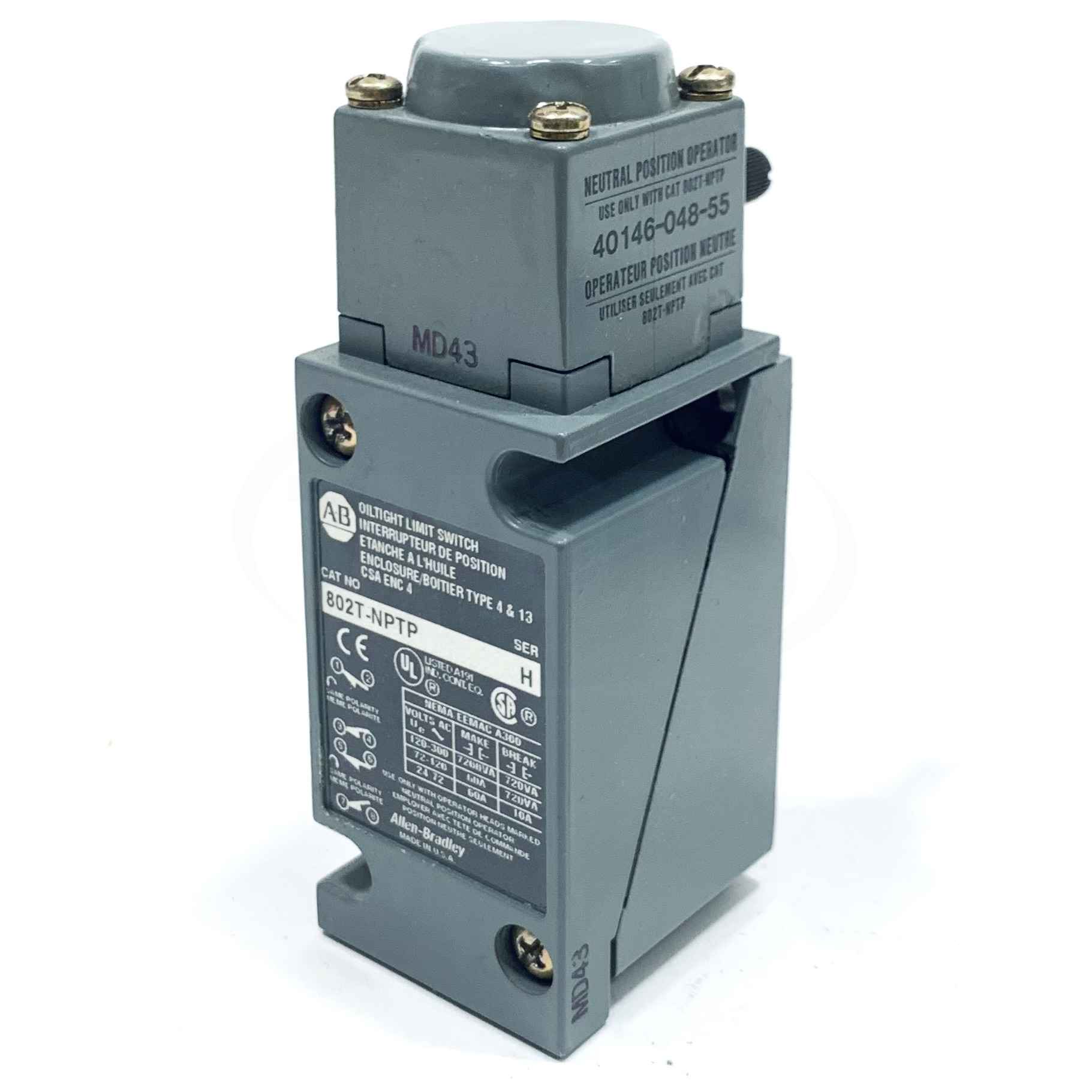 802T-NPTP Allen-Bradley Series H Oiltight Limit Switch, Encl Type 4, 13