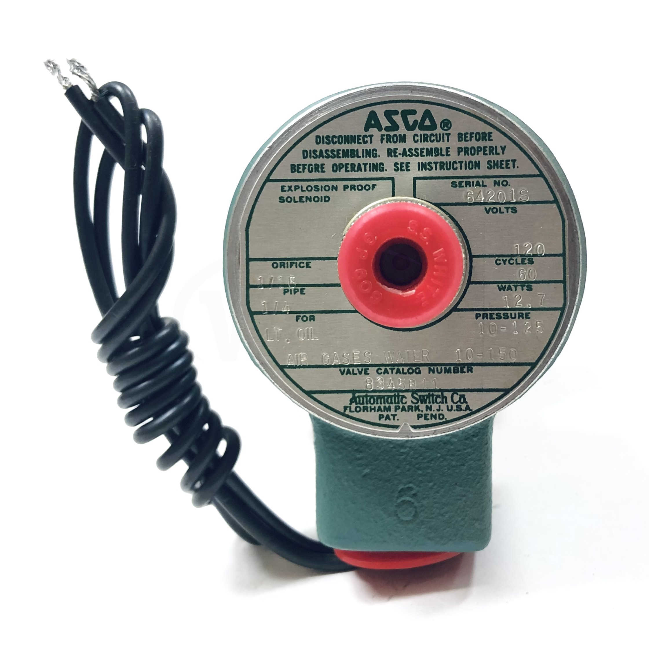 Asco Red Hat 8345B11 Solenoid Valve 120V 60Hz 12.7W