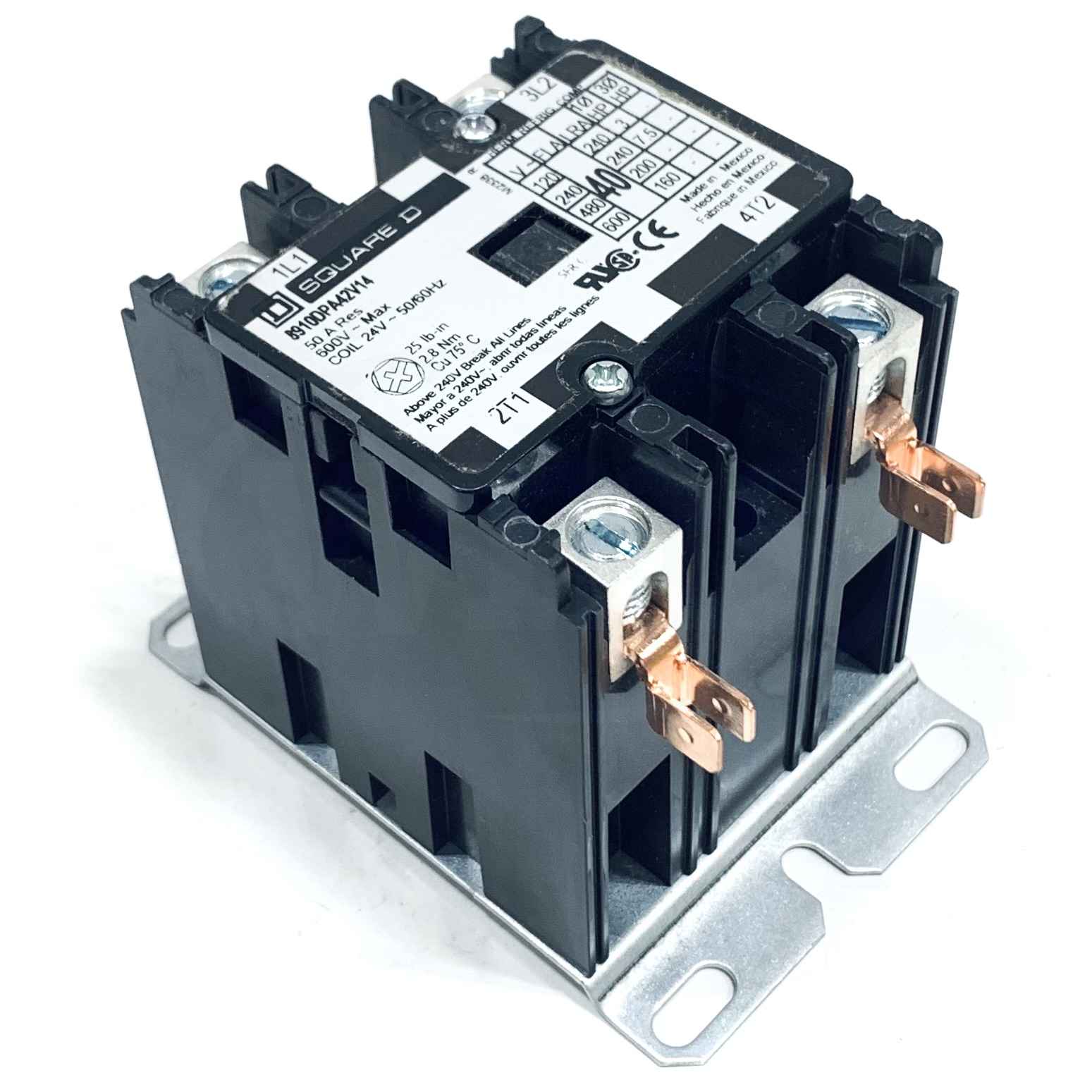 8910DPA42V14 Square D Definite Purpose Contactor, 2-Pole, 600V Max, 50A