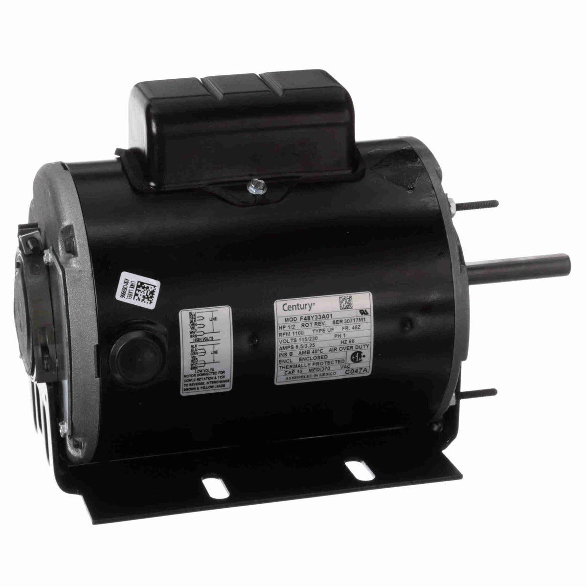 C047A Century 1/2HP Electric Motor, 1100RPM | Witmer Motor Service