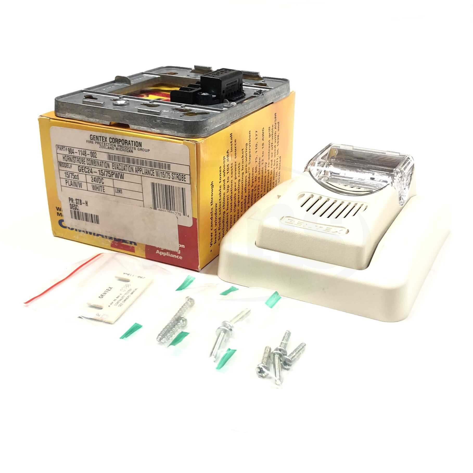 904-1148-002 Gentex Horn/Strobe Combination Evacuation Appliance W/15/75 Strobe