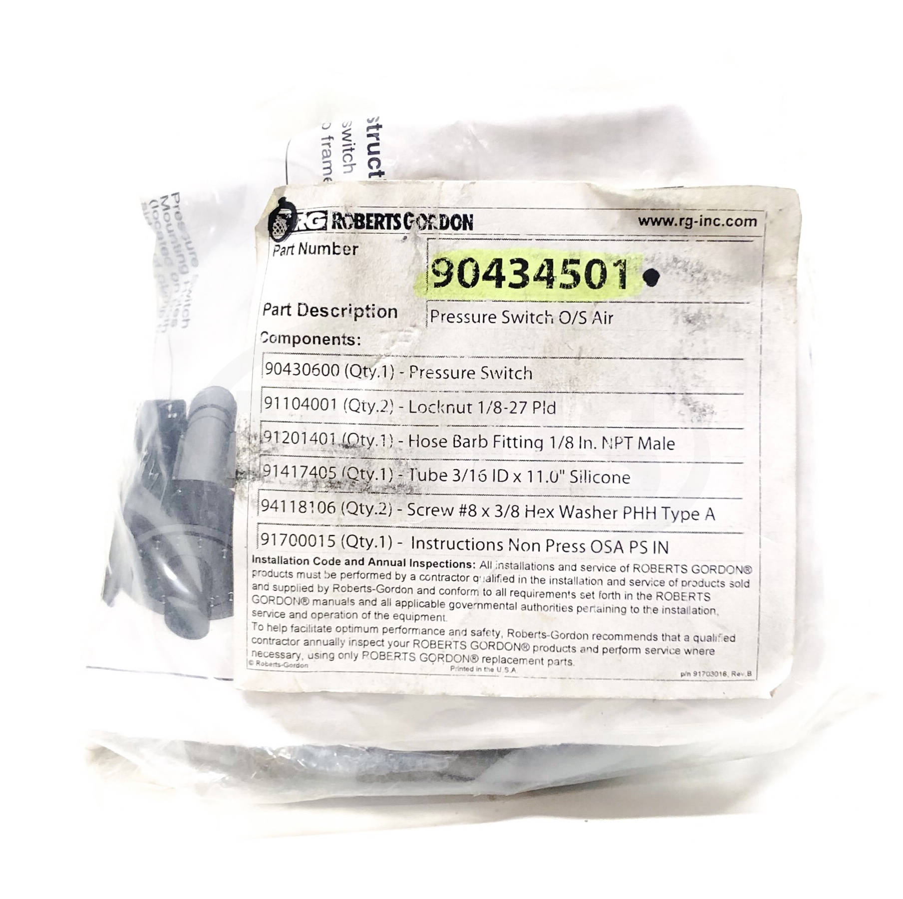 Roberts Gordon 90434501 O/S Air Proving Switch - 0