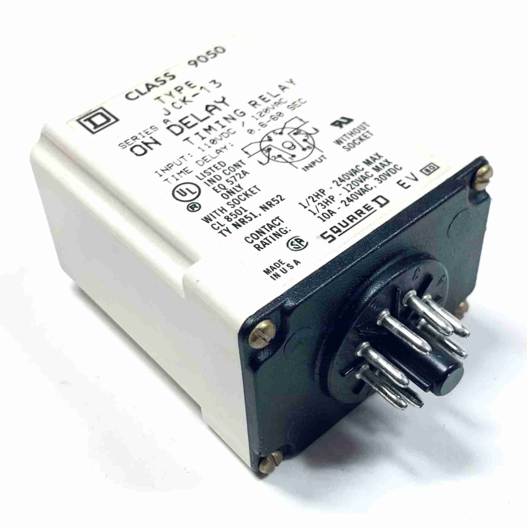 9050JCK-13 Square D Solid State Timing Relay on Delay, 0.6-60 Sec
